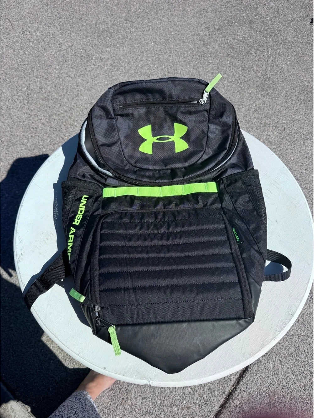 Under Armour Black Neon Green Backpack UA Storm Laptop School Sports Bag